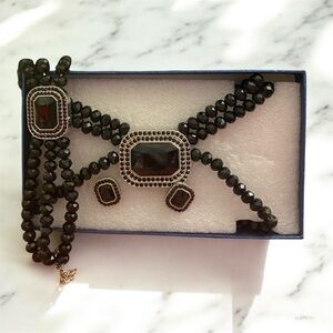 Elegant Black Beaded 3pc Jewelry Set
NIB